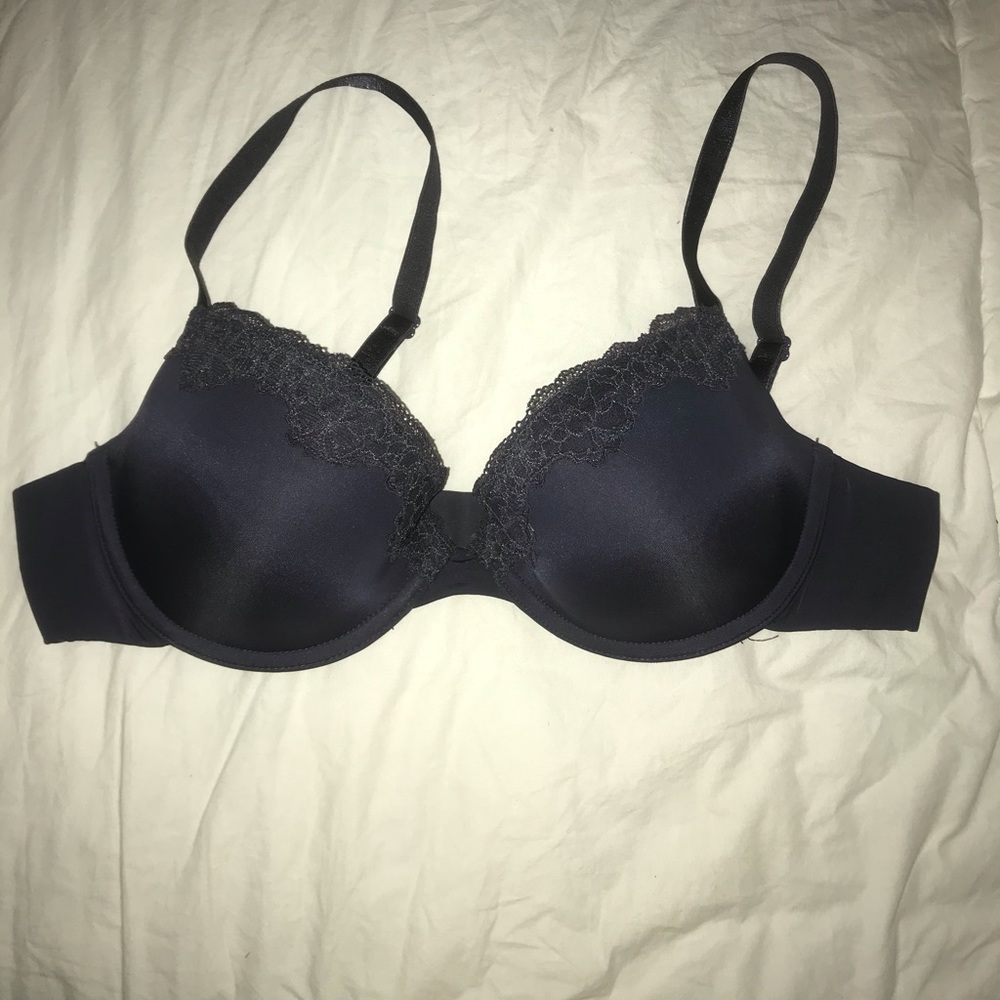 Navy Blue lace trim bra